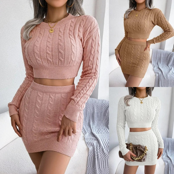 Freya Cable Knit Crop Set