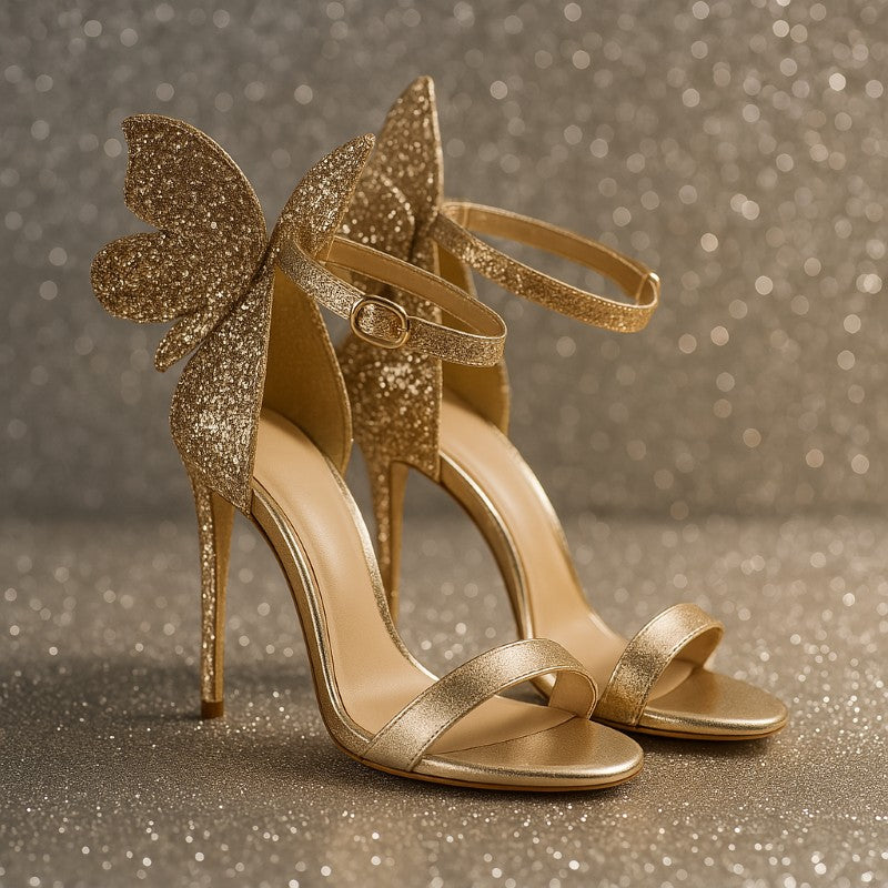 Lunavelle Butterfly Sequin Heels