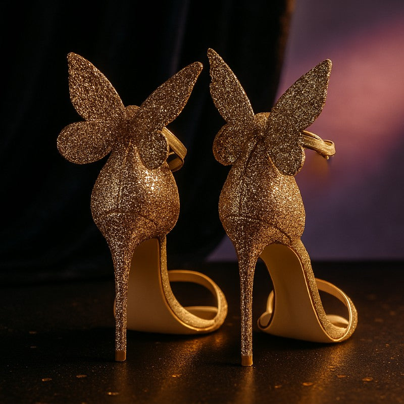 Lunavelle Butterfly Sequin Heels