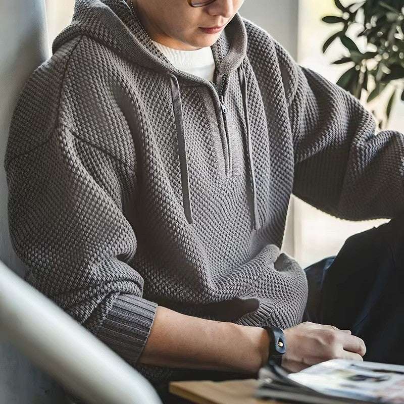 KnitFlex Half-Zip Hoodie Sweater