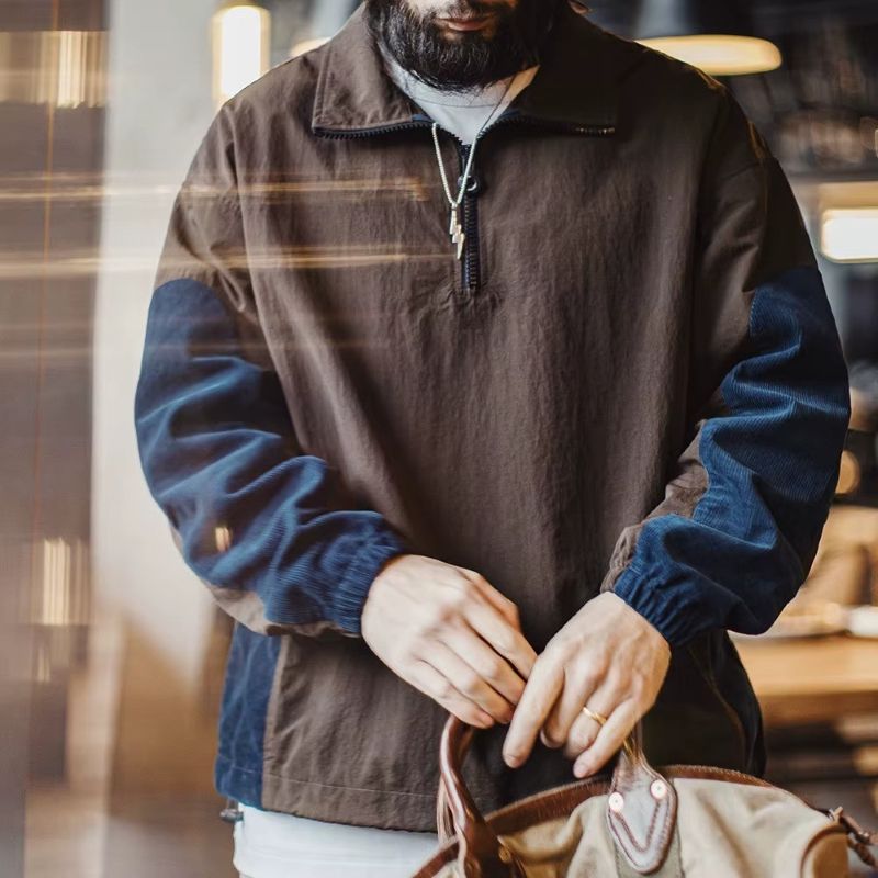 ColorBlock Corduroy Panel Pullover