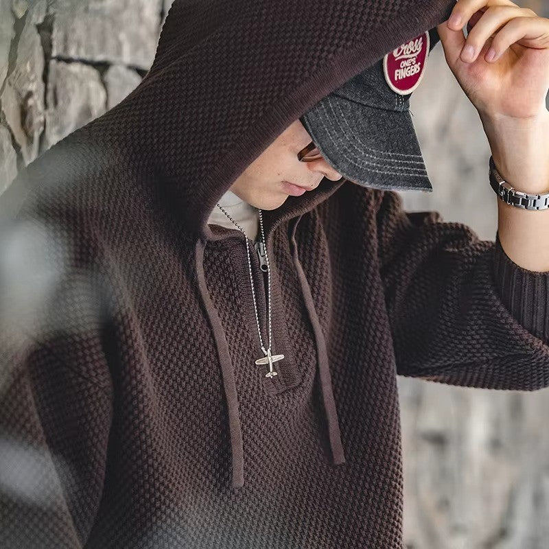 KnitFlex Half-Zip Hoodie Sweater