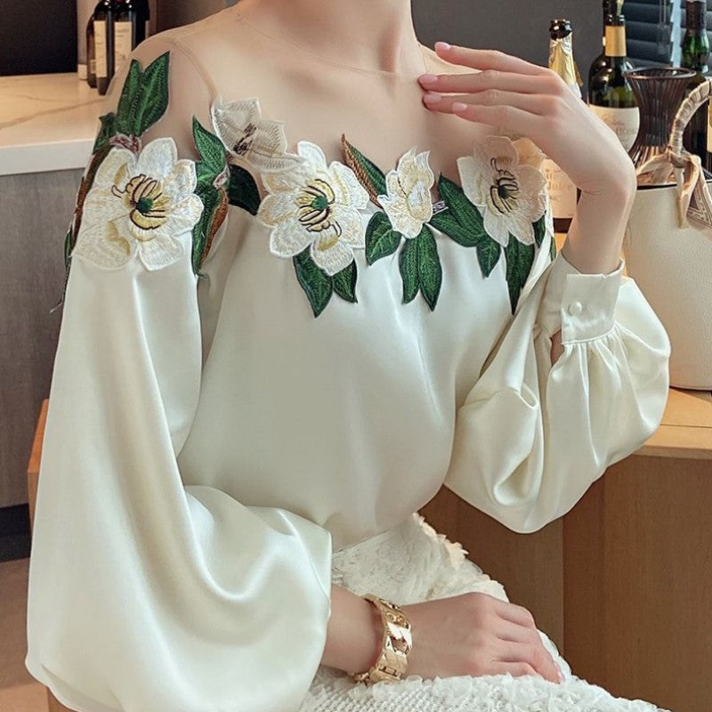 Velair Satin Embroidered Top