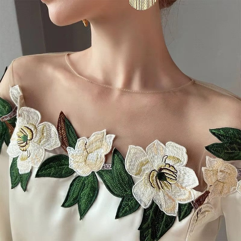 Velair Satin Embroidered Top