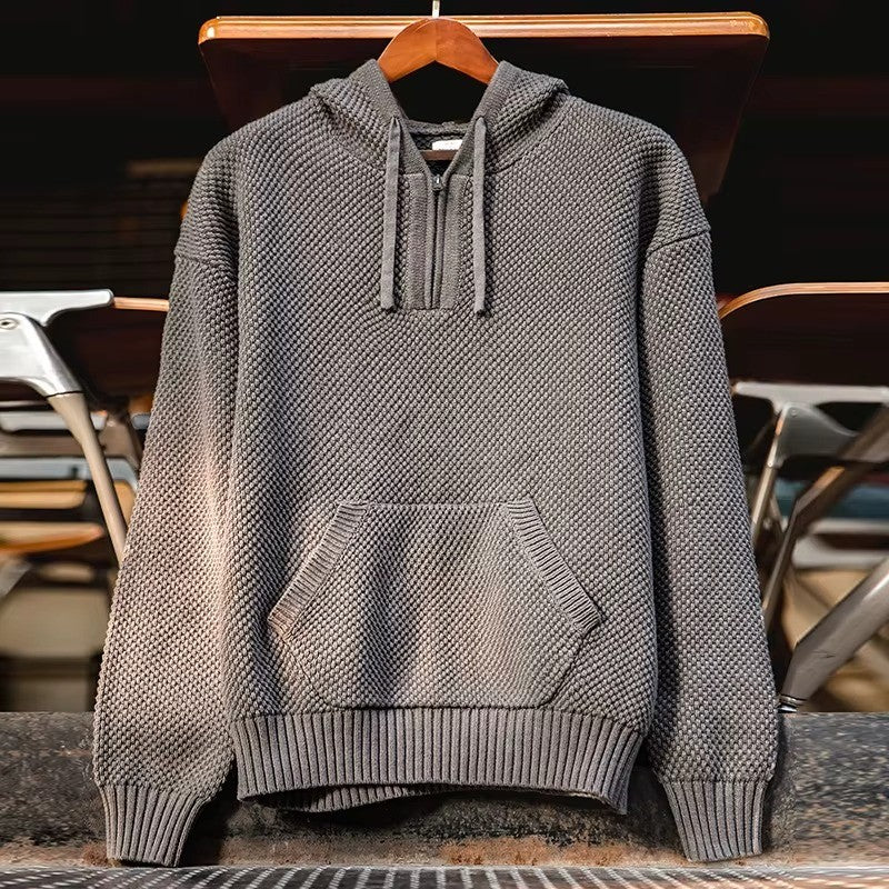KnitFlex Half-Zip Hoodie Sweater
