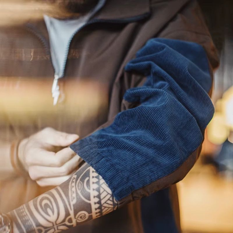 ColorBlock Corduroy Panel Pullover