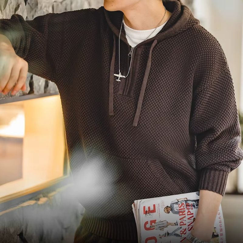 KnitFlex Half-Zip Hoodie Sweater
