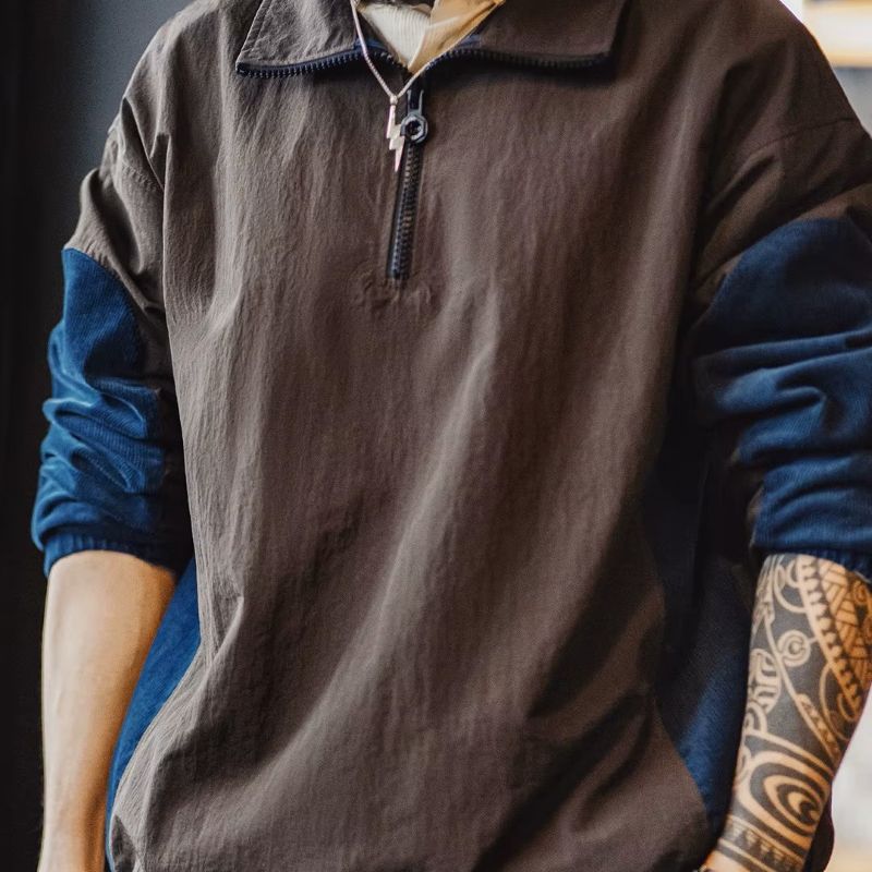 ColorBlock Corduroy Panel Pullover