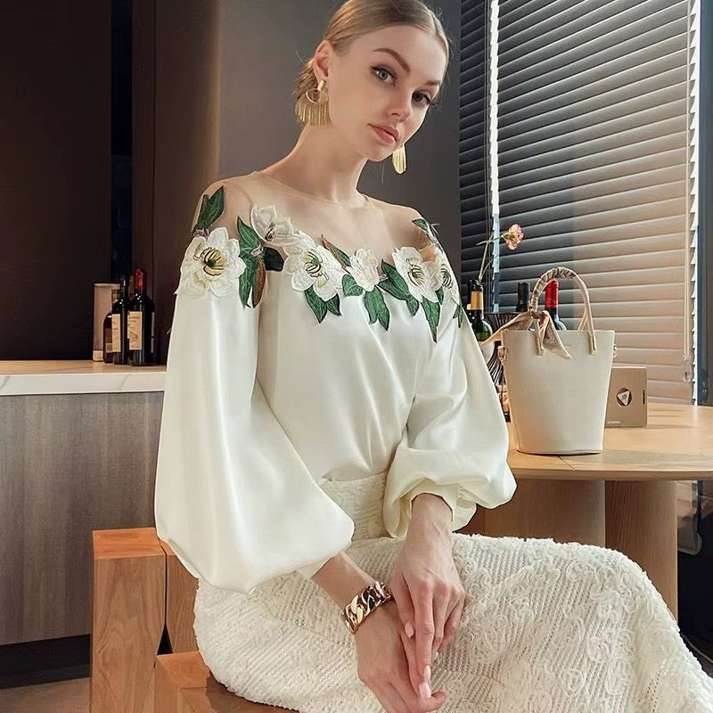 Velair Satin Embroidered Top
