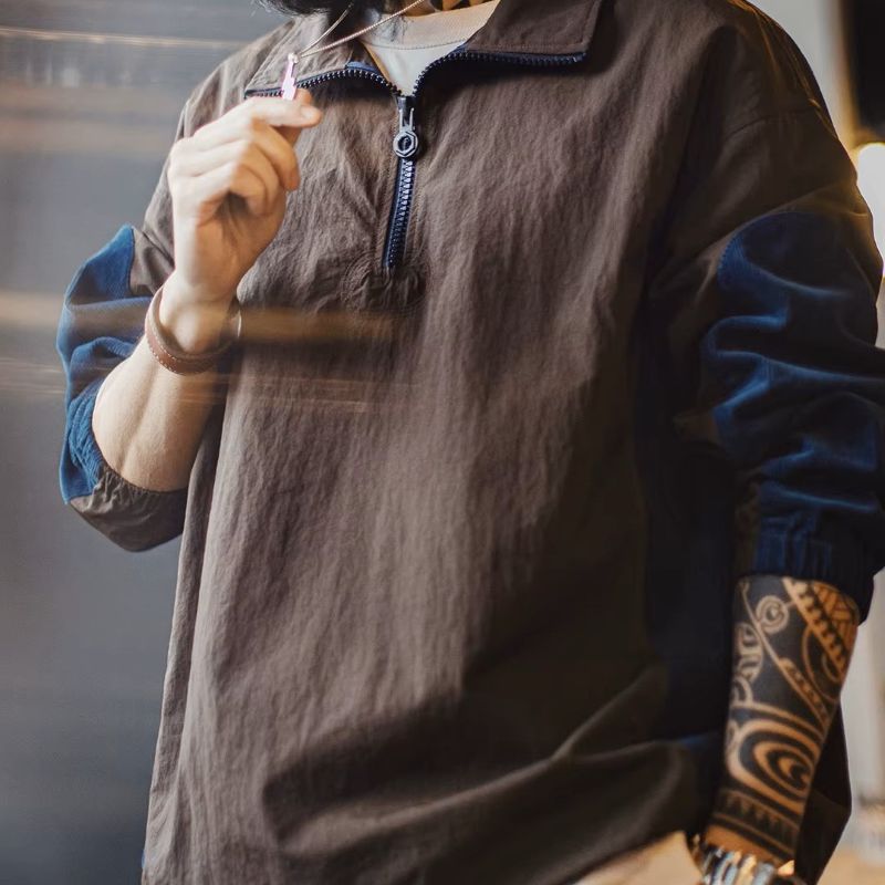 ColorBlock Corduroy Panel Pullover