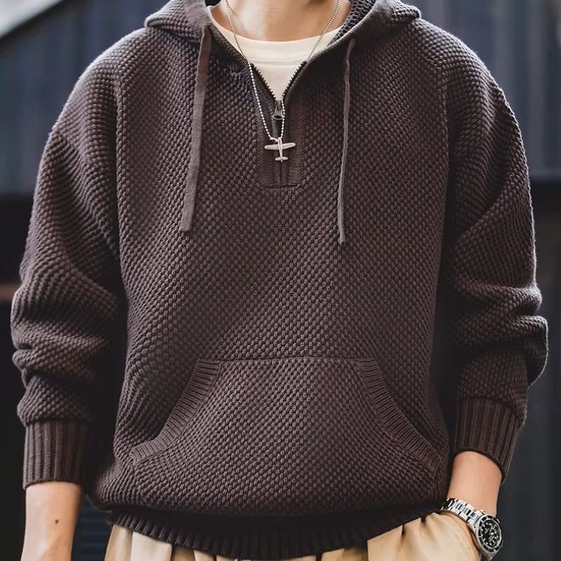 KnitFlex Half-Zip Hoodie Sweater