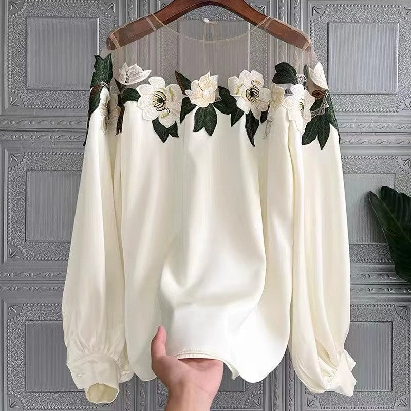 Velair Satin Embroidered Top