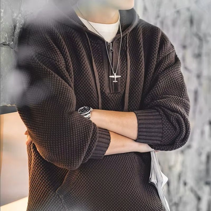 KnitFlex Half-Zip Hoodie Sweater