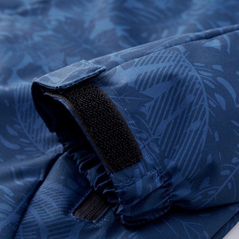 Waterproof Leaf Print Hooded Jacket