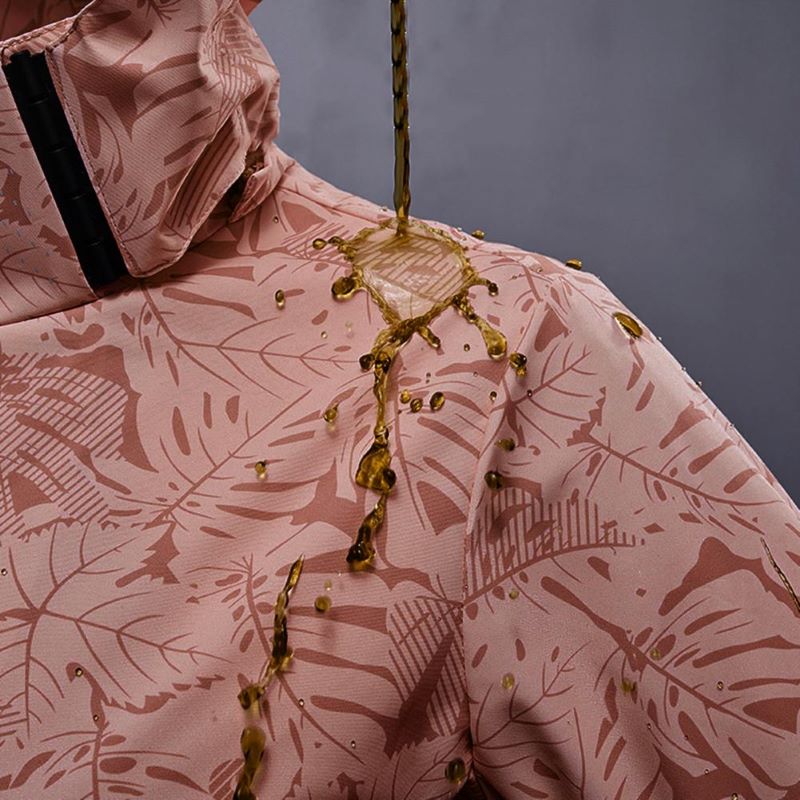 Waterproof Leaf Print Hooded Jacket