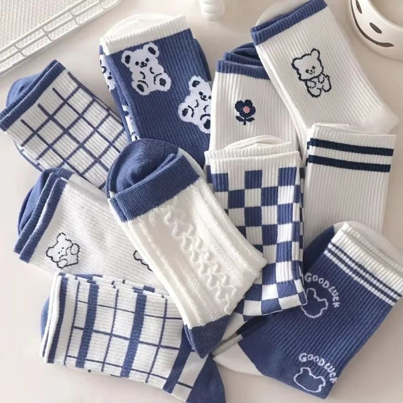 10-Pairs Pastel Embroidered Socks