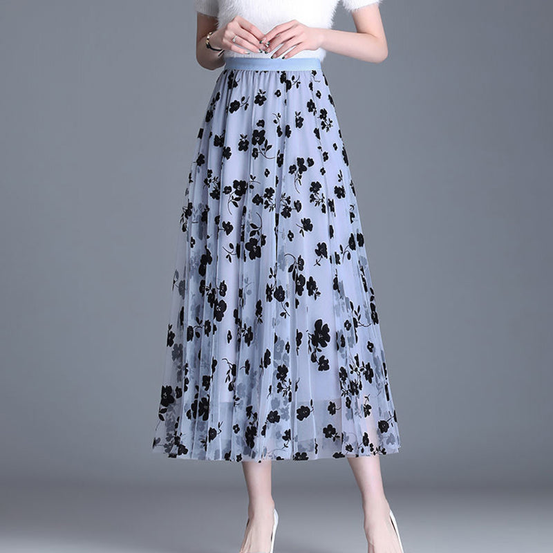 Bloomveil Floral Tulle Skirt