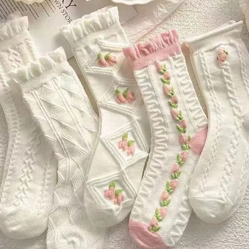 5-Pair Soft Ruffle Socks