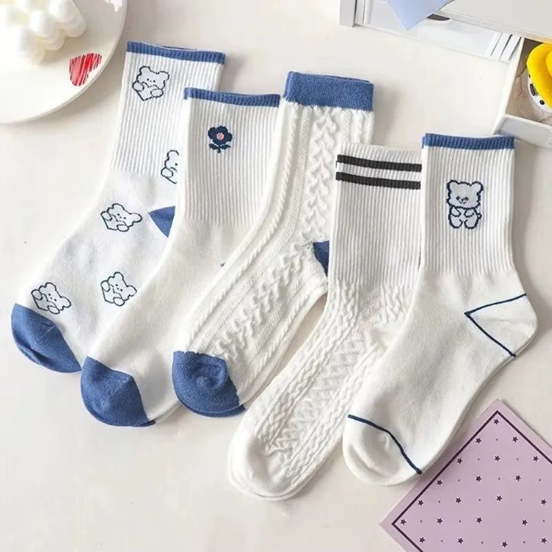 10-Pairs Pastel Embroidered Socks