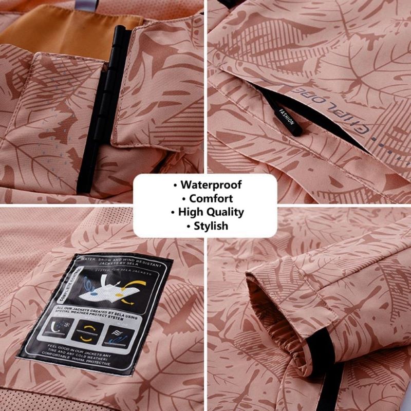 Waterproof Leaf Print Hooded Jacket