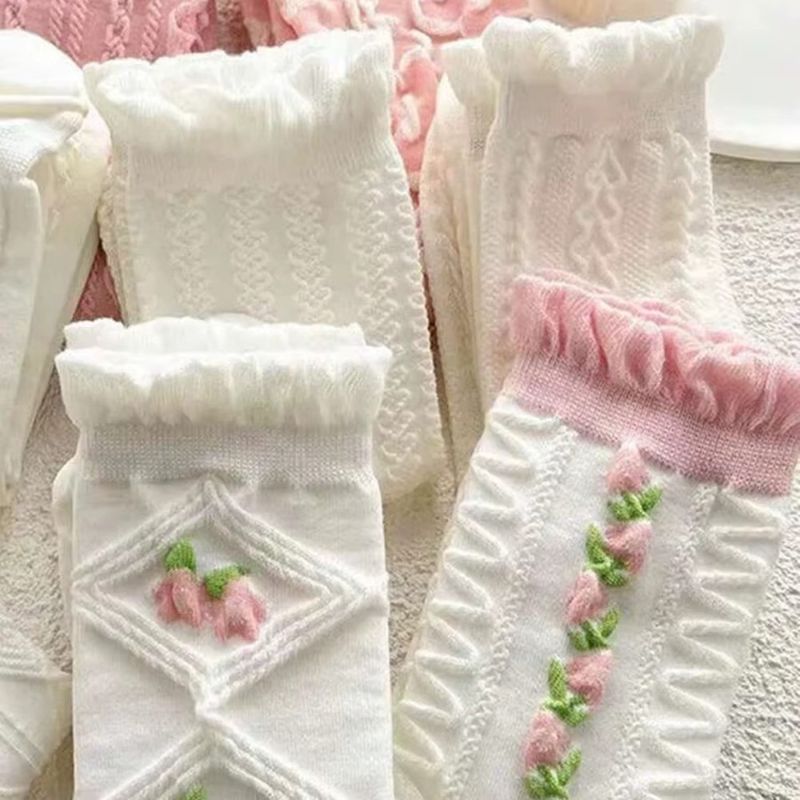 5-Pair Soft Ruffle Socks