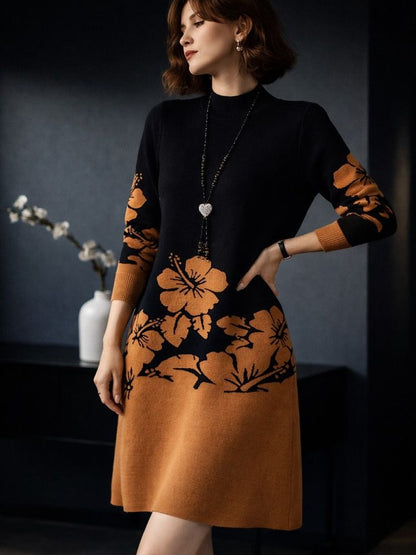 CozyBloom Floral Sweater Dress