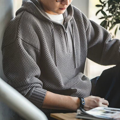 KnitFlex Half-Zip Hoodie Sweater