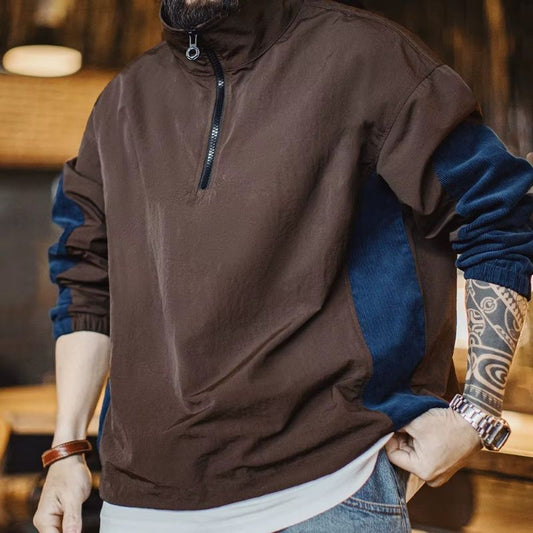 ColorBlock Corduroy Panel Pullover