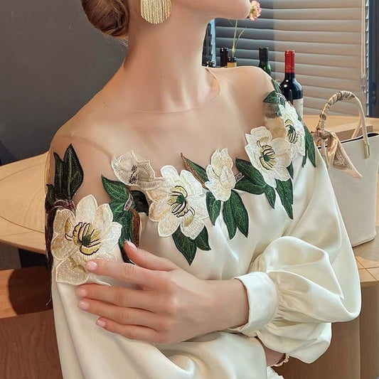 Velair Satin Embroidered Top