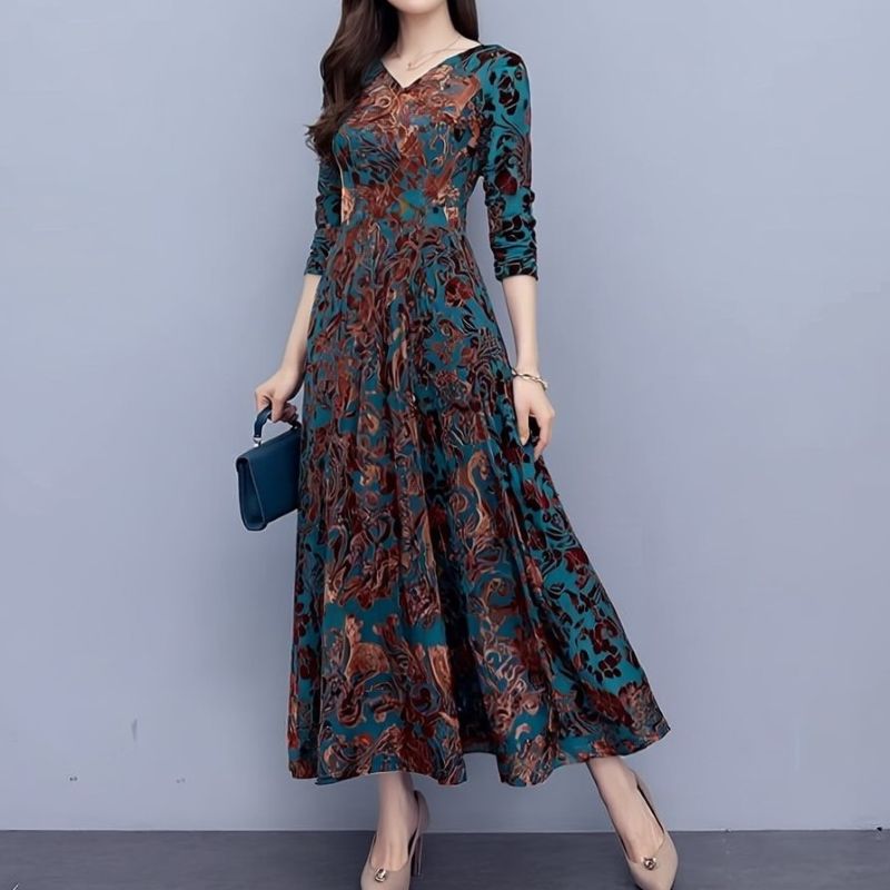 VelvetBloom Jacquard Dress