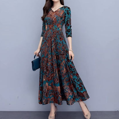 VelvetBloom Jacquard Dress