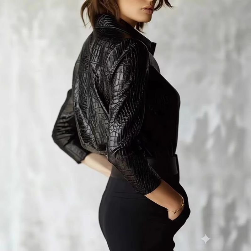 Glossy Snake Leather Top