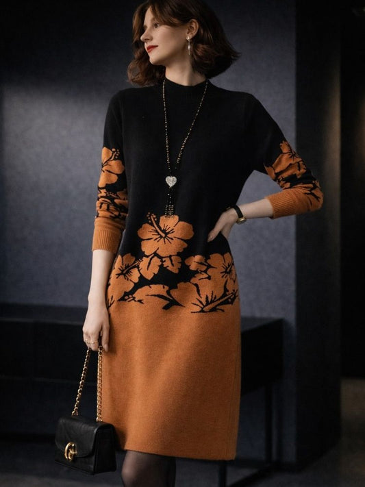 CozyBloom Floral Sweater Dress