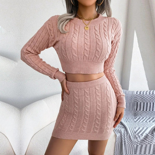 Freya Cable Knit Crop Set