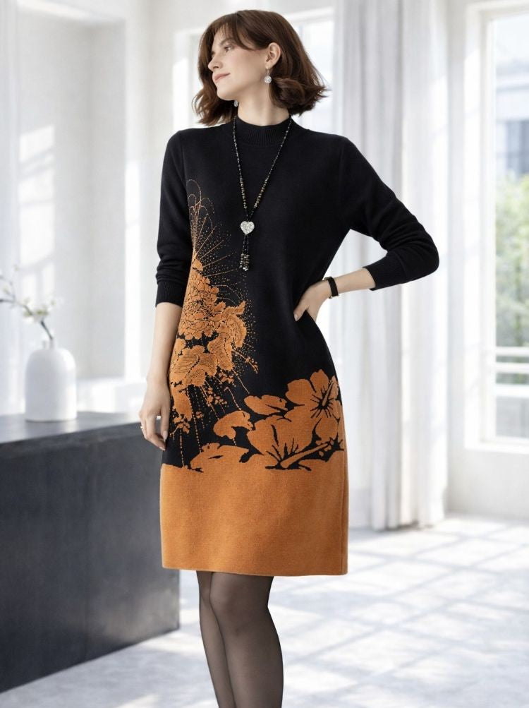 CozyBloom Floral Sweater Dress