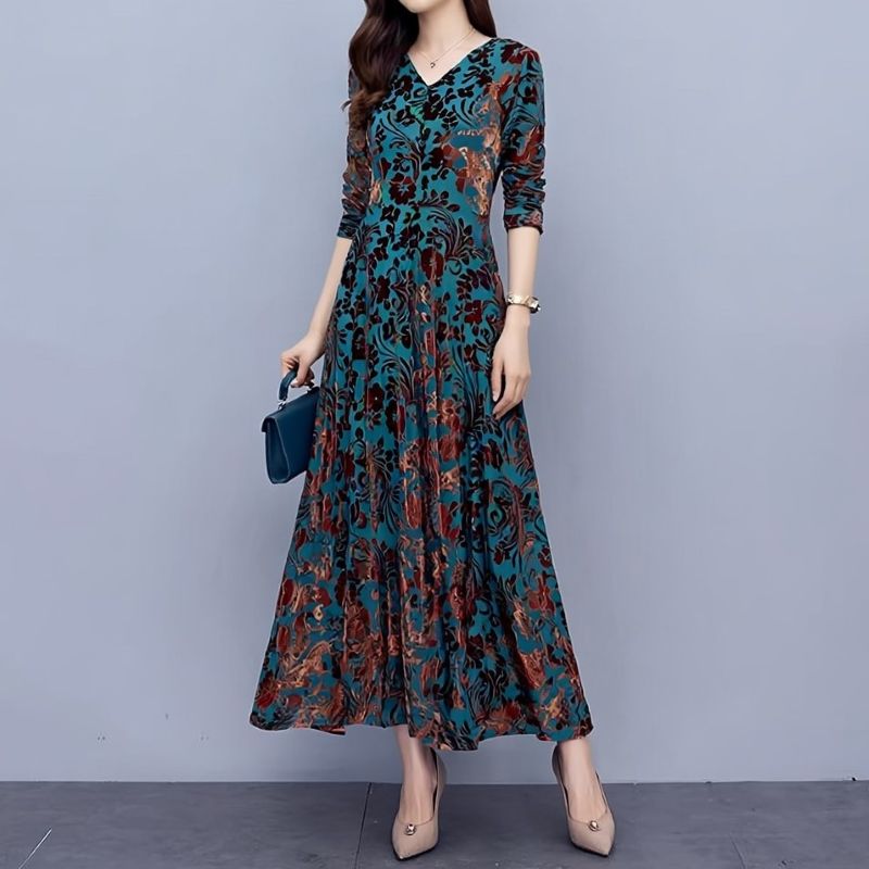 VelvetBloom Jacquard Dress