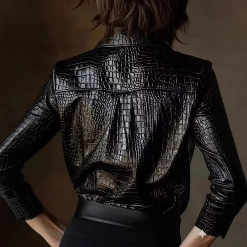 Glossy Snake Leather Top