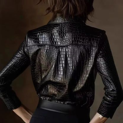 Glossy Snake Leather Top
