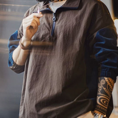 ColorBlock Corduroy Panel Pullover
