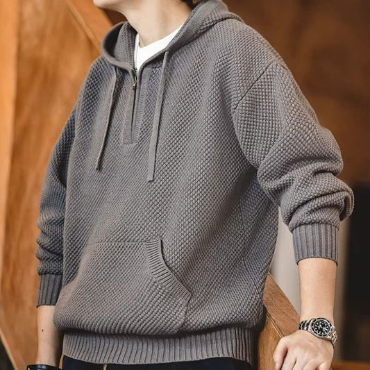 KnitFlex Half-Zip Hoodie Sweater