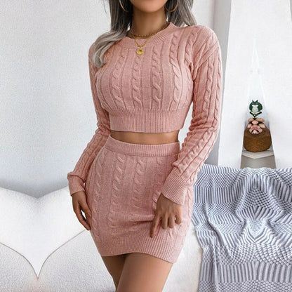 Freya Cable Knit Crop Set