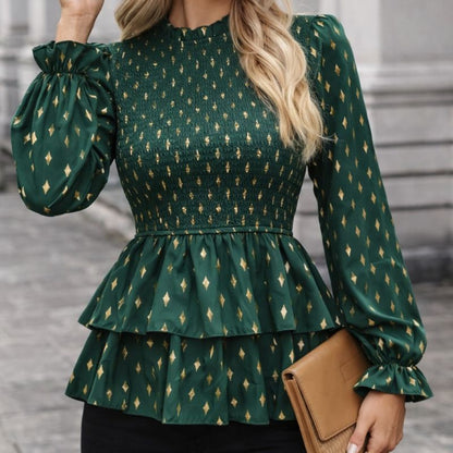 Ruffle Bodycon Lantern Sleeve Top