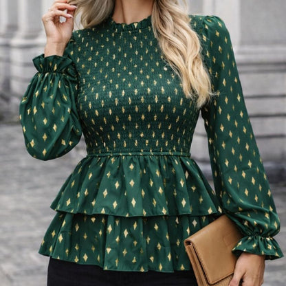 Ruffle Bodycon Lantern Sleeve Top