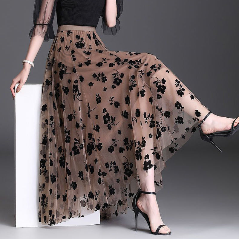 Bloomveil Floral Tulle Skirt