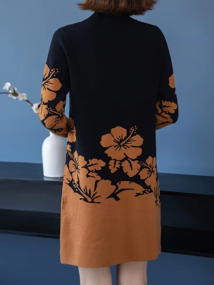 CozyBloom Floral Sweater Dress