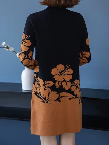 CozyBloom Floral Sweater Dress