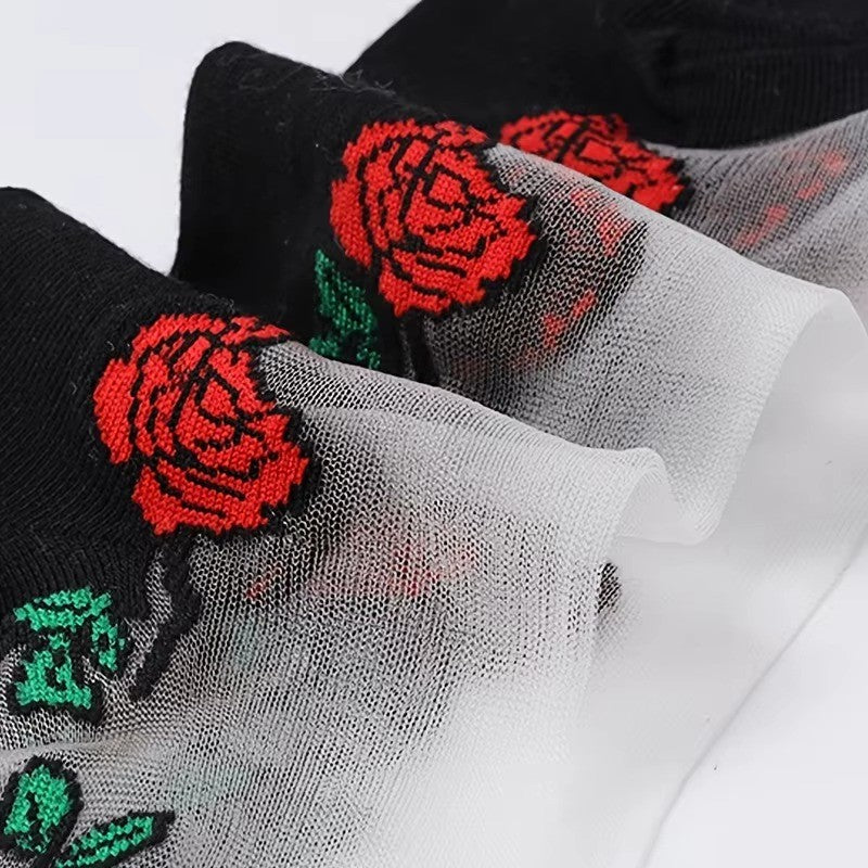 5 Pairs Soft Floral Socks