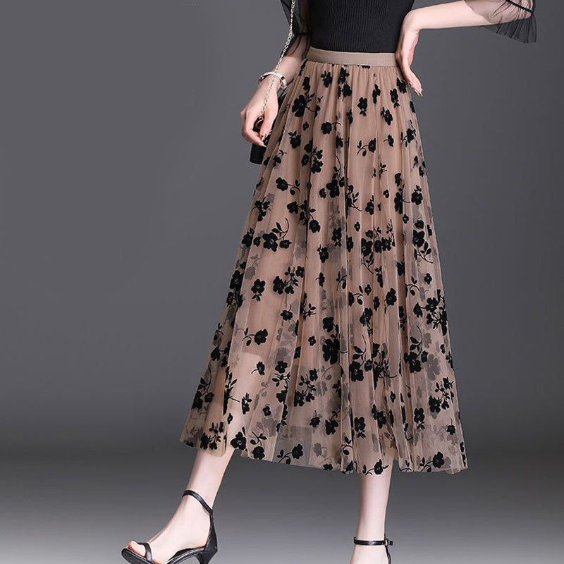 Bloomveil Floral Tulle Skirt