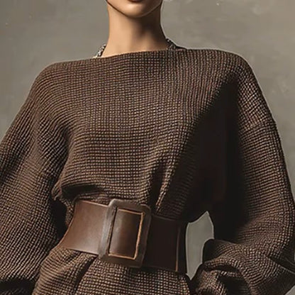 SlouchKnit Belted Mini Dress