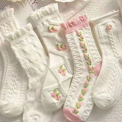 5-Pair Soft Ruffle Socks